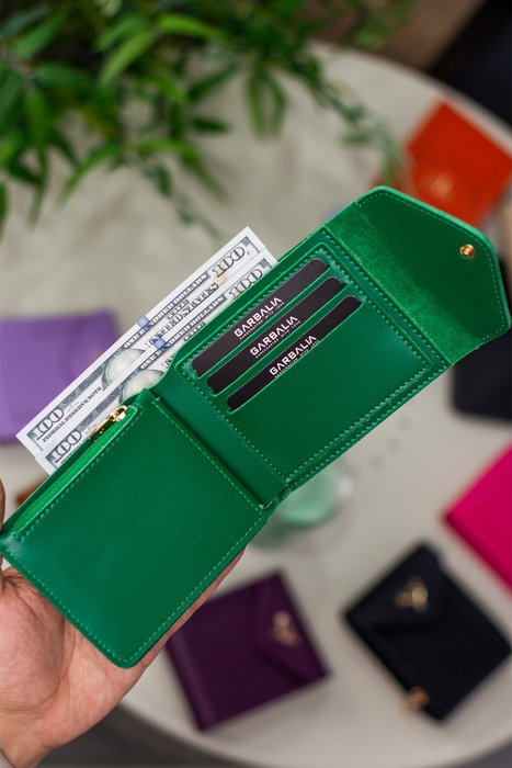 Zoozie Bags Cartera de Mujer Verde de Cuero PU Elegante y Práctica, 12x10x1.5 cm